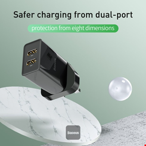  شارژر دیواری بیسوس مدل Baseus Speed Mini Dual U Charger 10.5W Black 