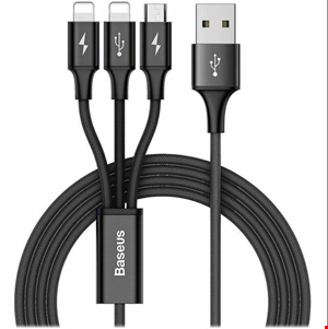 کابل تبدیل 1.2 متری USB به Lightning - Micro USB بیسوس CAMLL-SU01