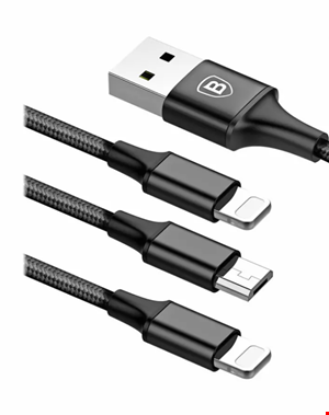  کابل تبدیل 1.2 متری USB به Lightning - Micro USB بیسوس CAMLL-SU01