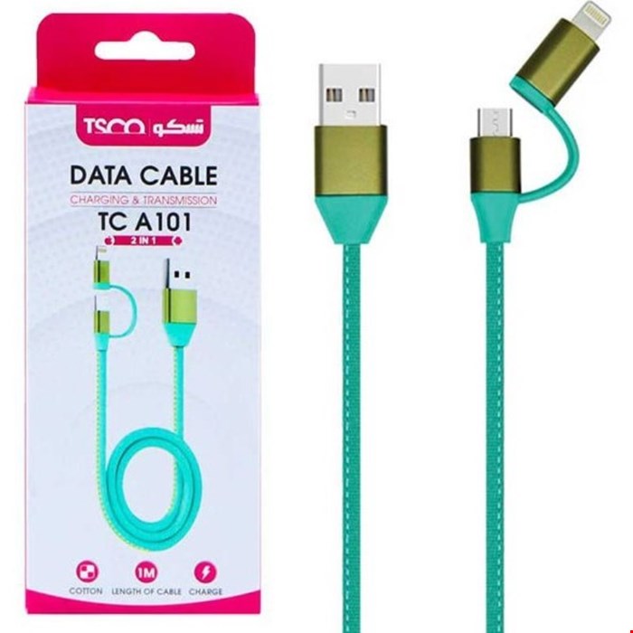 کابل تبدیل USB به microUSB/لایتنینگ تسکو مدل TSCO TCA101 طول 1 متر